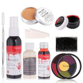 Liquid Latex Scar Wax SFX Makeup Kit with 6 Color Bruise Wheel Face Body Paint+Fake Blood Splatter Spray+Squirt Blood+Coagulated Blood Gel+Spatula Sponges for Halloween Fake Scars Wounds Burns