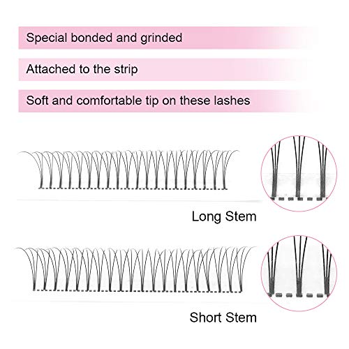 Premade Fans Eyelash Extensions 3D-D-0.07-13 Short Stem Premade Volume Eyelash Extensions 3D 5D 7D Volume Lash Extensions 9 to 20 mm Pre made Lash Fans C D Curl .07 .10(3D-D-0.07,13mm)