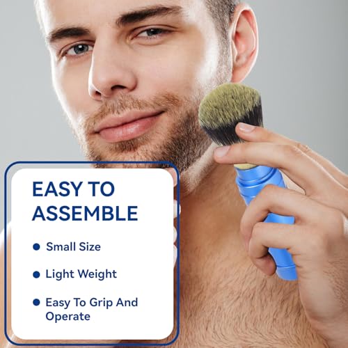 2PCS Travel Shaving Brush, Badger Hair Shaving Brush Aluminum Portable Facial Foaming Grooming Tool for Men Shave Beard Bathroom Supplies