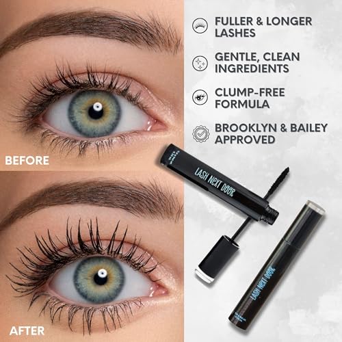 Lash Next Door Blackout Water Resistant Mascara by Brooklyn & Bailey ? Volume and Length, Smudge Proof, No Clump Eye Makeup for Women (2-Pack, 0.39 oz Each)