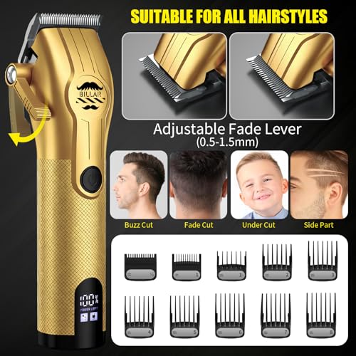 BILLAR¢ç Professional Barber Clippers and Trimmer Set - Foil Shaver Professional Hair Clippers for Men, Mens Cordless Hair Clipper for Barbers Haircut Kit£¨Golden£©