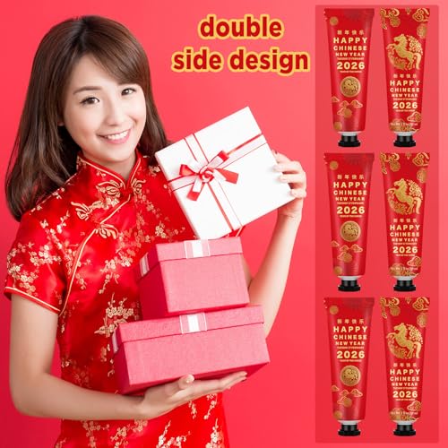 Loopeer 24 Pcs 2026 Chinese New Year Gift Bulk Mini Hand Cream Lunar Year of The Horse Travel Size Hand Lotion Moisturizing Thank You Gift for Women Employee Coworker CNY Party Supplies