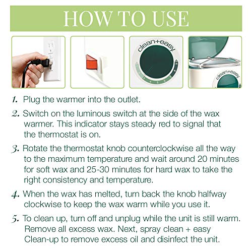 Clean + Easy Deluxe Wax Warmer ? Thermostatically Controlled Hair Removal Wax Heater for Salon & Home Use, with No-Mess Scraper Bar, 120V