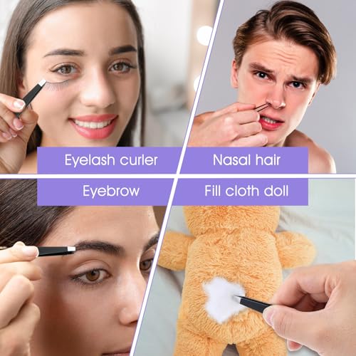 50 Pcs Eyebrow Tweezers Set Stainless Steel Slant Tip Tweezers Professional Precision Eyebrow Plucking Grooming Ingrown Growing Hair Remover for Women and Men Facial Hair