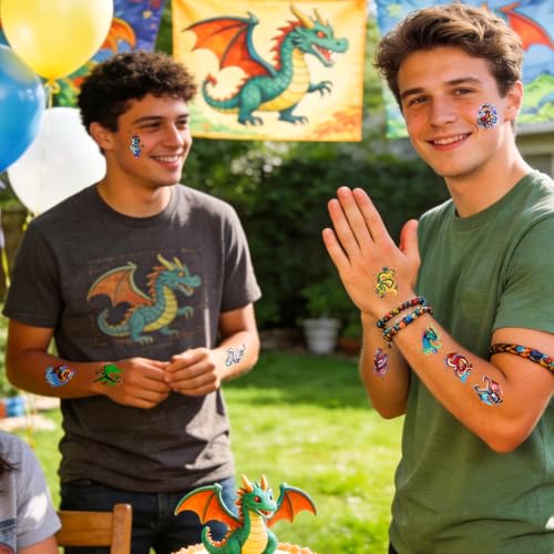 Dragon Temporary Tattoos Dragon Party favors for Adults, 20 Sheets 144 Pieces Dragon Tattoos Stickers Party Supplies Dragon Birthday Party Favors, Goodie Bag Fillers