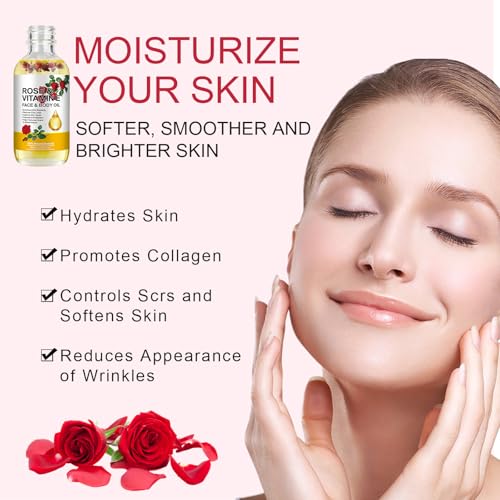 Vitamin E Oil, Vitamin E Oil for Face, Rose & Vitamin E Oil, Face Vitamin E Oil with Gua Sha Tools Set