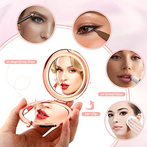Vicenpal Compact Cosmetic Mirror Round Pocket Makeup for Bridesmaid Gifts Hand Held Small Mirror for Purse Compact Travel Accessory Proposal Bridal Shower Gifts, 2.75 Inch(12 Pcs)