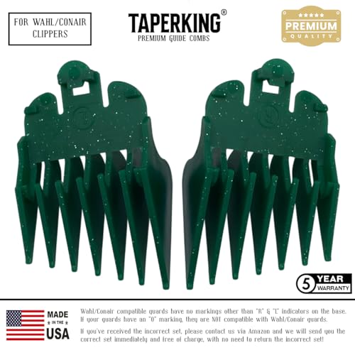 Taper King¢ç Guide Combs 2.0 ? Improved Quality, Upgraded Design for At Home Taper & Fade Haircuts ? Emerald (#3 to #8) ? Compatible with Wahl/Conair Clippers