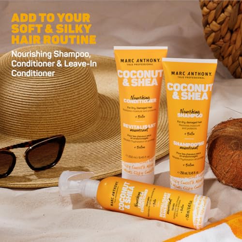Marc Anthony Leave-In Conditioner Spray,Coconut Oil & Shea Butter - Anti-Frizz Biotin Hair Detangler Spray to Moisturize for Softer Smoother Hair - Sulfate Free Styling Product,(Pack of 2)