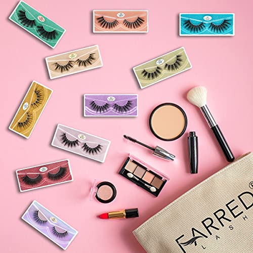 FARRED Wholesale False Lashes 10 Pairs 10 Styles Medium Length Vegan Eyelashes Fluffy Volume Strip Lashes Bulk 10 Portable Boxes Fake Eyelashes Mixed Natural Look 3D Faux Mink Lashes (mix 10pairs)