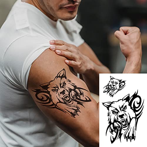 19Pcs Wolf Scorpion Full Arm Half Sleeve Fake Temporary Tattoo Sticker For Man