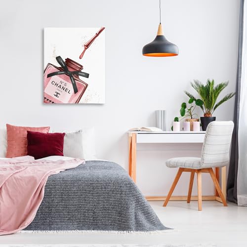 Stupell Industries Makeup Nail Polish Brush Drip Pink Fashion Design Canvas Wall Art, Multi-Color