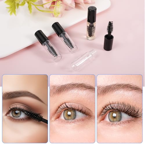 30Pcs Empty Mascara Tube with Eyelash Wand 2ml Mascara Bottles with Brush Rubber Inserts Mini Eyelashes Cream Container Bottle for Travel Small Sample Size Eyelash Growth packing