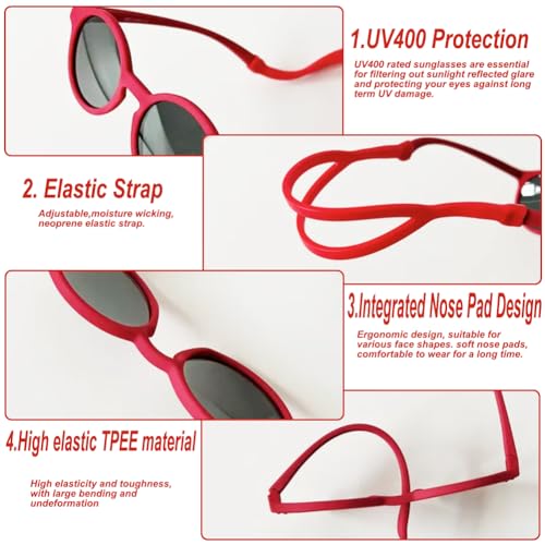 FBHLZ Baby polarized sunglasses UV400 with anti-falling headband TPEE material UV proof suitable for babies 0-12 Months