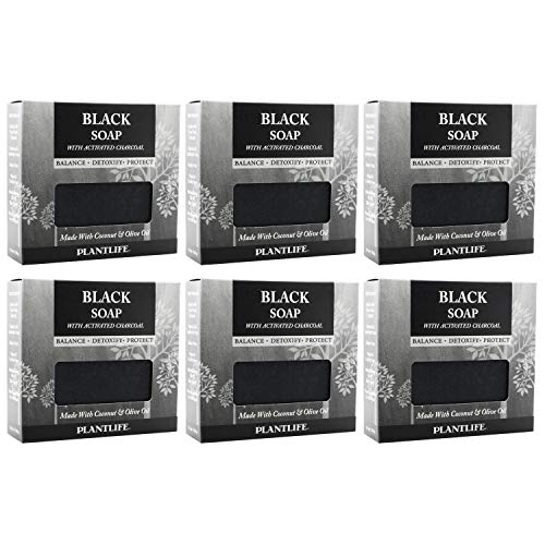 Plantlife Black 6-Pack Bar Soap - Moisturizing and Soothing Soap for Your Skin - Hand Crafted Using Plant-Based Ingredients - Made in California 4.5oz Bar