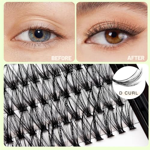 Bodermincer Large Tray 20D Cluster 0.07C,10 Lines,8-10-12-14mm Mixed,9-11-13-15mm Mixed, 10-12-14-16mm Mixed,Natural Long Individual Flare Lashes Cluster False Eyelashes (10-12-14-16mm Mixed)