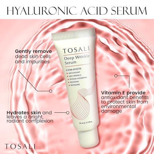 Deep Wrinkle Serum 1.7 fl oz - Anti Aging Hyaluronic Acid Serum for Face with Vitamin C, Panthenol & Zinc, Hydration for Face, Smooths Skin Texture, Reduces Wrinkles, Plumps Fine Lines