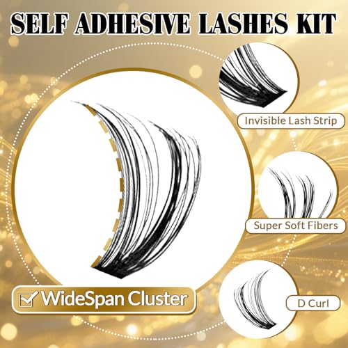FEEGO Charming Kits 30D+40D D Fluffy Eyelash Extensions Kit, 280pcs Lash Clusters Wispy 9-16mm Applicator for Beginners, Individual Lashes, Lash Bond, Seal Glue, Remover (3040D Charming Kit)