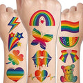 Glitter Rainbow Temporary Tattoos - 140 PCS Glitter Pride Tattoos Butterfly Heart Rainbow Tattoos for Pride Party Favors
