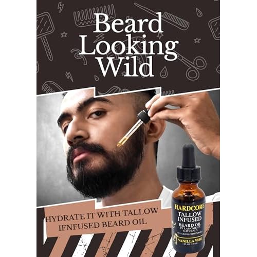 LAMONICA'S NATURALS Beard Oil for Men ?TALLOW-INFUSED, Softens & Moisturizes Beard ? Organic Sanadalwood + USDA Vanilla Scent ? Veteran-Owned Grooming ? HARDCORE