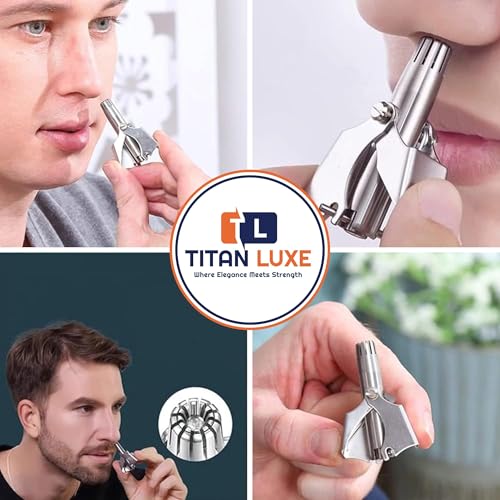 Stainless Steel Manual Nose Hair Trimmer for Men and Women | Manual Nose and Ear Hair Trimmer | Nose Clippers, 360¡Æ Rotating Hair Trimmers | Washable Nosehair Remover - Pack of 2