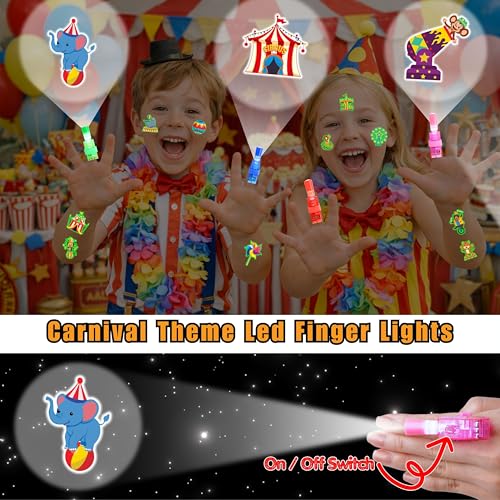 72 PCS Carnival Party Favors ? 48 PCS Luminous Tattoos & 24 PCS LED Finger Lights Combo ? Birthday Goodie Bag Fillers, Party Supplies, Gifts Light Up Toys Glow In The Dark for Boys and Girls