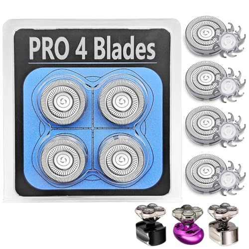 4Pack Pro 4 Head Replacement Blades for Pitbull Shaver Replacement Heads for Skull Bald Head Razors Gold PRO, Silver PRO, Platinum PRO¡¦ Series, Precision Replacement Blades for Head, Face.