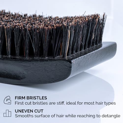 ZEUS Premium Hair Brush, Men's Grooming Beard & Hair Brush, Beech Wood & 100% Boar Bristle (Palm Brush)