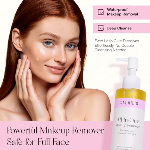 CALAILIS Eye Makeup Remover & Cleanser Oil for Sensitive Eyes and Skin, Gentle & Non-Greasy Makeup Remover for Heavy and Waterproof Eye Make-Up, 200ML