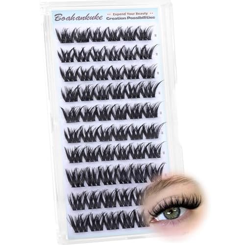 Lash Clusters Wispy Cluster Eyelash Extensions 10-14MM Short Eyelash Clusters CD Curl Individual Lashes DIY Volume Cluster Lashes Thin Band Lash Extensions for Travel-Size