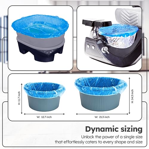 Premium Pedicure Bowl Liners with Enhanced Thickness and Pedicure Liners Disposable Optimal Fit for Most Chair Spas, Foot Bath, Foot Tub, Clear (Blue - 99 PCS)