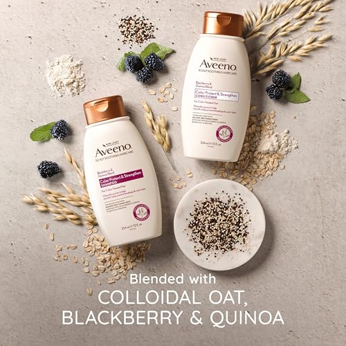 Aveeno Blackberry & Quinoa Strengthening Conditioner for Color-Treated Hair, Moisturizing, Color-Protecting, 12 fl oz