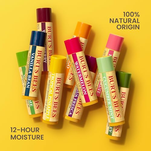 Burt's Bees Lip Balm - Original Beeswax 12 Count Pack in Bulk, Lip Moisturizer With Responsibly Sourced Beeswax, Tint-Free, Natural Origin Conditioning Lip Treatment, 12 Tubes, 0.15 oz