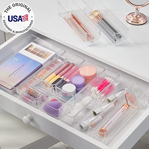 STORi Stackable 4.5" Drawers (2) and 12 pc. Drawer Organizers Bundle, Vanity Organization, Made in USA