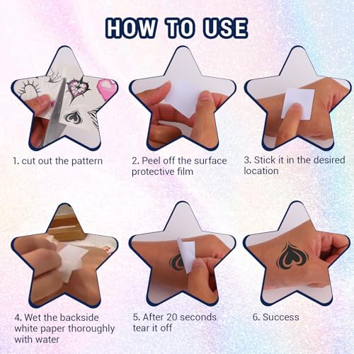 LOGJAM 20 Sheets Y2K Temporary Tattoos Stickers for Girls, Butterfly Aesthetic Cool Cyberpunk Waterproof Temporary Tattoo Decals