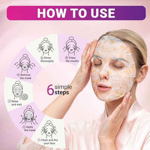 12 Pack of Snail Mucin Mask Collagen Face Mask with Ceramides & Hyaluronic Acid Facial Sheet Mask - Rejuvenating, Deep Hydrating & Moisturizing Face Masks Skincare for All Skin Types