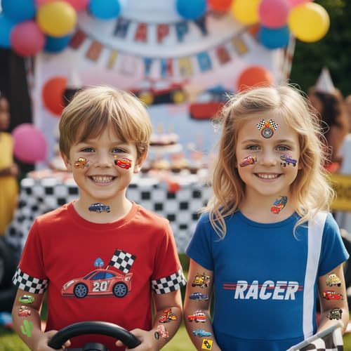 Racing Car Temporary Tattoos For Kids - Race Car Party Favors Birthday Decorations Supplies Gift Idea For Kids Teens Craft School Prizes - 58 Patterns