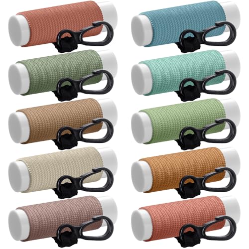 Sureio 10 Pack Lip Balm Holder Keychain Compact Clip On lipstick Lip Gloss Holder Keychain Elastic lipstick Sleeve Clip(Earth Tones)