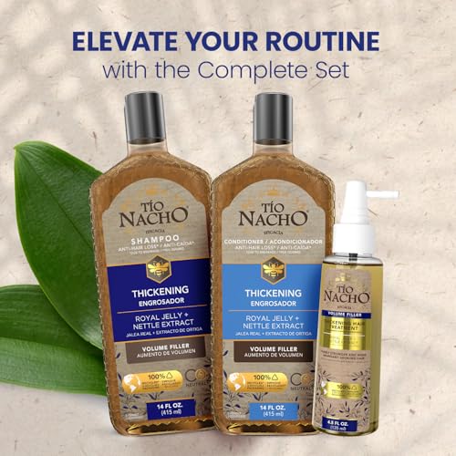 Tio Nacho Thickening Shampoo + Conditioner & Hair Treatment Set | Hair Loss Shampoo for Men & Women (14 fl oz) Volumizing Conditioner (14 fl oz) and Hair Volume Spray for Thinning Hair (4.5 fl oz)