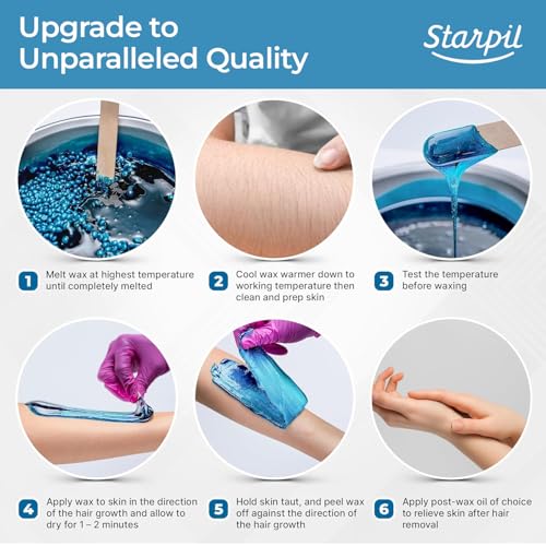 Starpil Wax 1000g / 2.2 lb Blue hypoallergenic Hard Wax Beads for Painless Hair Removal, Stripless Body Wax Beans, Polymer Blend Bikini, Coarse Hair Removal hypoallergenic wax Beads for Sensitive Skin