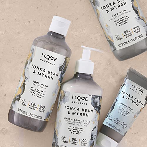 I LOVE Naturals Tonka Bean and Myrrh Hand and Body Lotion - Moisturizing Lotion for Dry Skin - Coconut Oil and Shea Butter Lotion - 16.9 oz