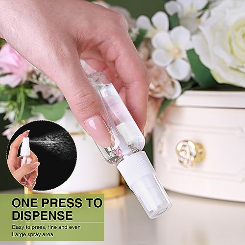 Uiifan 100 Pcs Mini Clear Spray Bottles 1 oz Small Empty Plastic Fine Mist Spray Bottles with Small Funnels for Essential Oils Travel Alcohol Perfumes