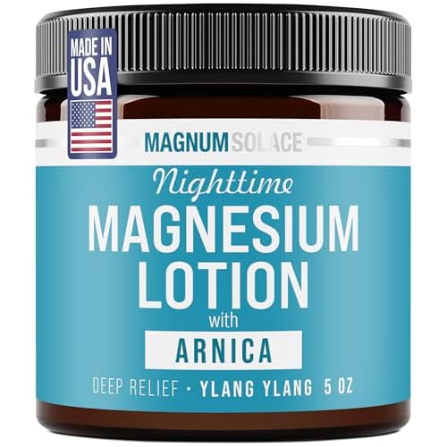 Magnum Solace Nighttime Magnesium Lotion with Arnica ? Soothing Relief & Relaxation, Highly Concentrated Magnesium for Muscles & Joints ? Apply to Legs or Feet Before Bed ? Skin-Friendly