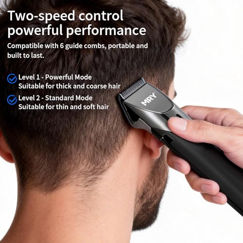 DUN Ceramic Cutter Cordless Hair Clippers for Men & Women, Professional Home-Use Hair Trimmer with LCD Display, Waterproof USB-Rechargeable Barber Clippers & Mens Clippers, (Gray/Black)