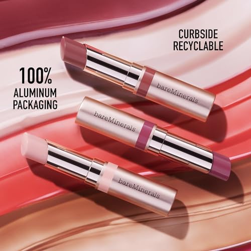 bareMinerals Dewy Lip Gloss-Balm, Hydrating Lip Gloss + Tinted Lip Balm Hybrid, Shine Finish + 24HR Hydration, For Soft + Smooth Lips, Non-Sticky, Vegan