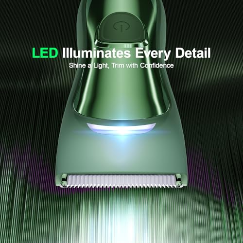 Body Hair Trimmer Shavers for Men, Groin Hair Trimmer with Ceramic Blade, Wet & Dry Use Eelectric Shaver, Waterproof Manscaper with LED Light mnfor Pubic Area, Chest, Legs & Bikini