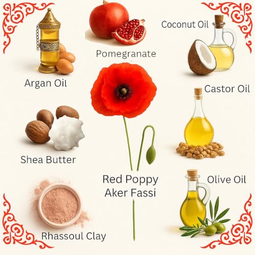 FERIHA Brightening Facial Soap Bar with Aker Fassi ? Red Poppy & Pomegranate for Radiant Skin ? Enriched with Argan Oil, Shea Butter & Rhassoul Clay ? Gently Softens and Evens Tone - 3.5 Oz