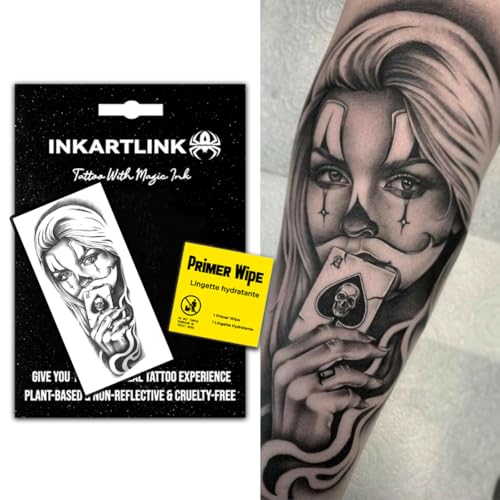 INKARTLINK Semi-Permanent Tattoo Stickers, Creative Halloween Adult Art Temporary Tattoos, Party Supplies, Waterproof, No Glue Required, Non-reflective, Lasts 1-2 Weeks ((Mexican Day of the Dead 1)