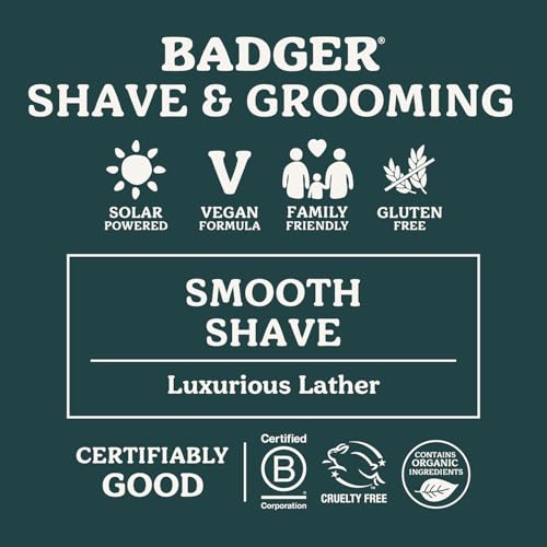 Badger Shaving Soap Puck, Organic Moisturizing Shave Soap Bar, Rich Lasting Lather, Light Natural Scent, Plastic Free & Vegan Shave Soap for Men & Women, 3.15 oz Bar