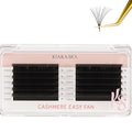 KIARA SKY LASH Premium Cashmere Easy Fan Lash Extensions | Soft Semi-matte natural finish | Fans like Butter | For Professional Eyelash Extensions Use Only | Black, (D-0.03-14MM)